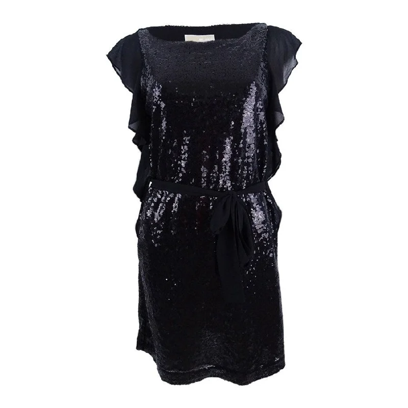 Elegant Series Michael Kors Women's Ruffled-Sleeve Sequined Dress