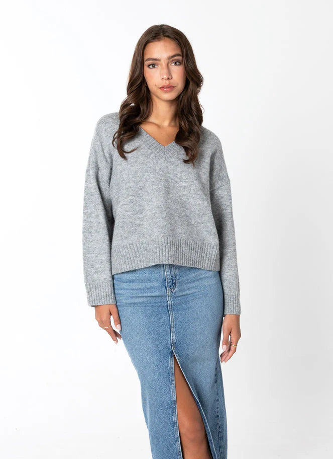 Soft Textures C'est Moi Sweaters, CESWT5103 Crop V Neck Sweater