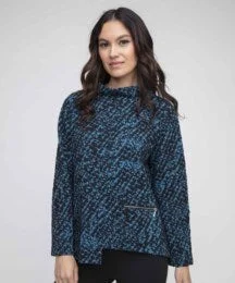 Sporty Elegance Liv, 207818 Zip Pocket Top, Ocean