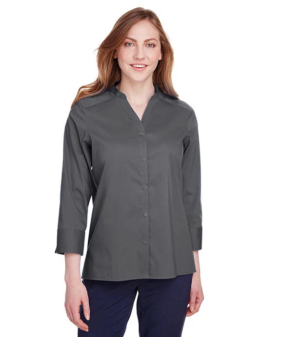 Cozy Fit DG560W - Devon & Jones Ladies Crown Collection™ Stretch Broadcloth 3/4 Sleeve Blouse | Graphite Cozy Fit DG560W - Devon & Jones Ladies Crown Collection™ Stretch Broadcloth 3/4 Sleeve Blouse | Graphite